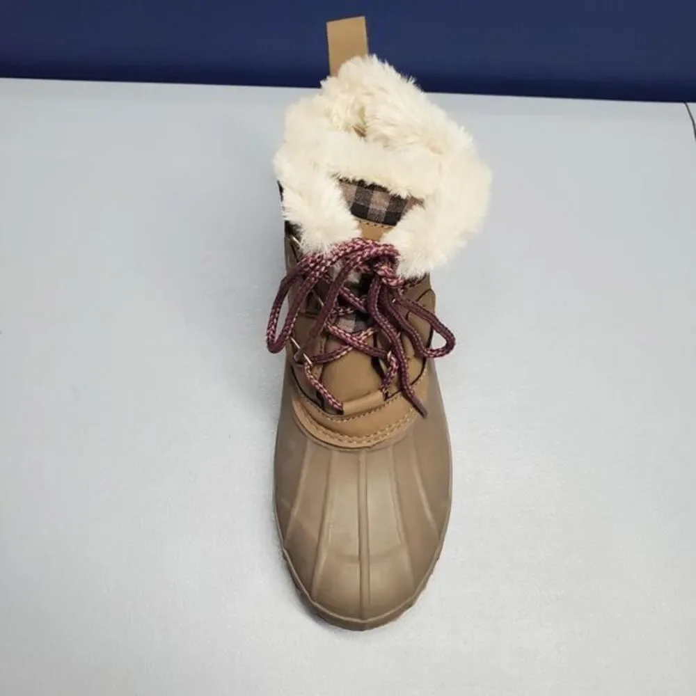 Khombu Keri 2‎ Duck Boots Womens Size 6 Brown Taupe Synthetic Waterproof Lace Up